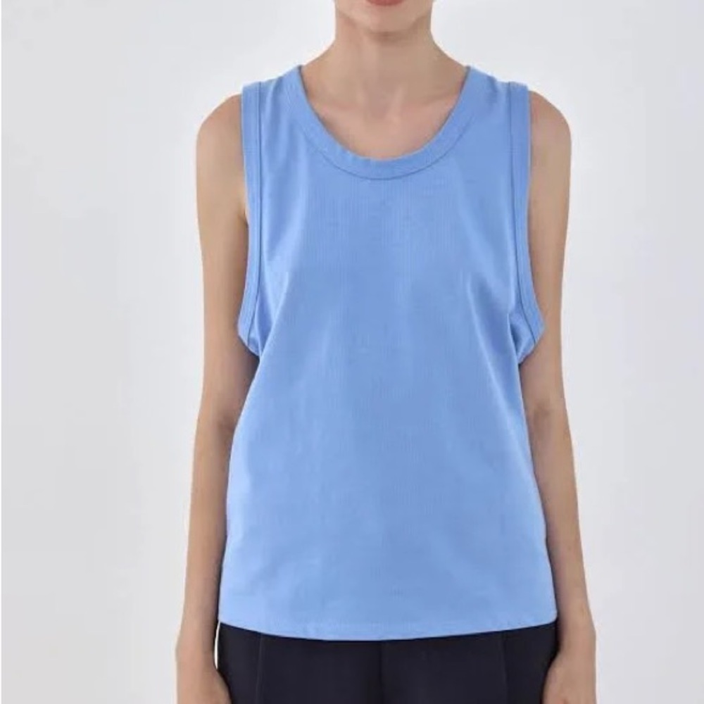 De Rococo Blue Heavy Cotton Boxy Tank Top
